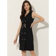 thumbnail image 3 of Vestido de oficina Allegra K sin mangas con cinturón y solapa con muescas Negro XS, 3 of 4