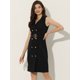 thumbnail image 3 of Vestido de oficina Allegra K sin mangas con cinturón y solapa con muescas Negro XS, 3 of 4