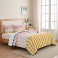 thumbnail image 5 of Twin XL Quilt Set 68''x98'', Colorful Stripe Lightweight Bedspread Coverlet Set with 2 Pillow Shams, Modern Pink Red Yellow Vertical Striped Breathable All Season Quilt Bedding for Dorm/Guest Room, 5 of 9