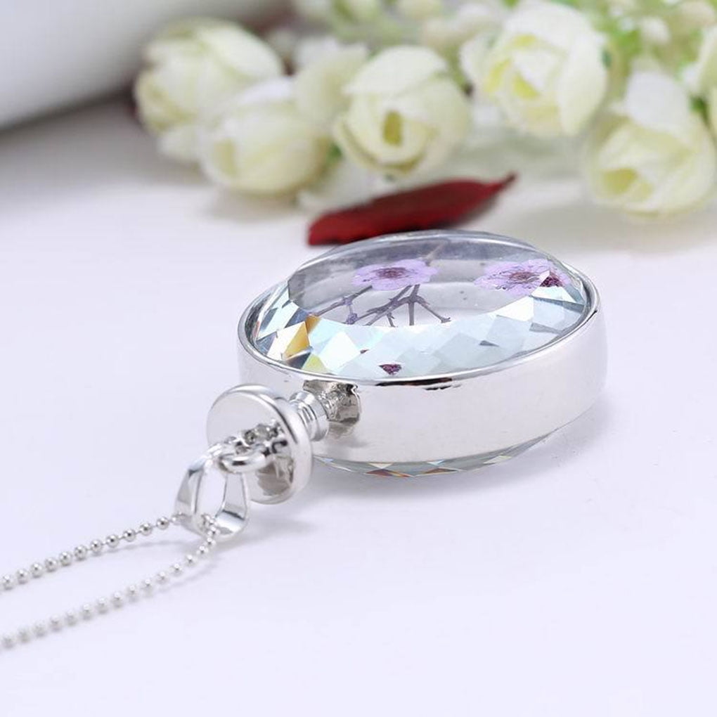 Braveheart Lavender Necklace Dried Flower Purple Flower Pendant Neck Chain Terrarium Crystal Glass Ball Pendant Locket Jewelry Purple Pendant Size 33