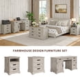 thumbnail image 3 of Nightstand with Charging Station, 22-inch Farmhouse Bedroom Side Table, Living Room End Table, Gray, 3 of 8
