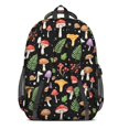 thumbnail image 3 of Mushroom and Fern Black Pattern Backpack for School, Cute School Bag with Adjustable Shoulder Straps and Padded Back, 16.9"x12.6"x5.9", 3 of 5