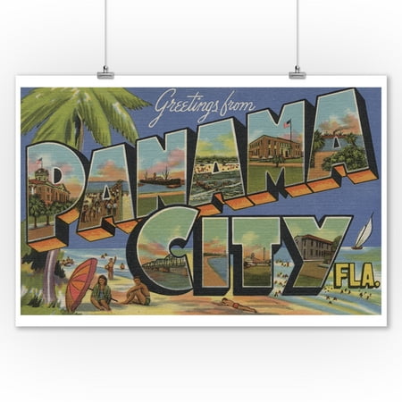 Panama City, Florida - Large Letter Scenes (9x12 Art Print, Wall Decor Travel (Best Art Deco Cities)