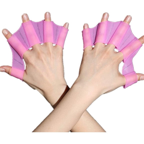 2 Pair Silicone Swimming Gloves Finger Frog Type Webbed Aquatic Training Water Resistance Fitness Paddle Aerobics for Men Women Kids