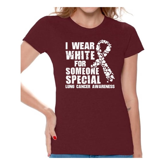 Awkward Styles Women's I Wear White for Someone Special Graphic T-shirt Tops Lung Cancer Awareness