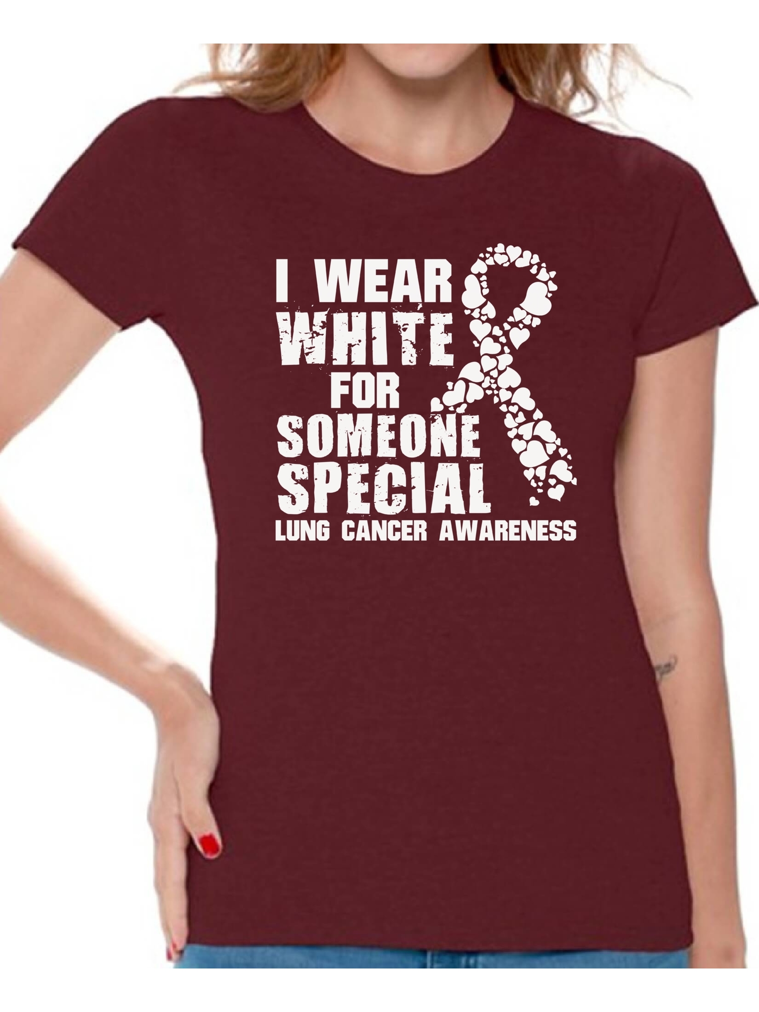 I Wear White for Someone Special T-shirt Top Cancer t shirt lung cancer awareness t shirt love hope fight believe support survive survivor gifts tackle for my mom dad grandpa grandma for men for women - image 1 of 4