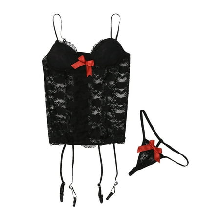 

Musuos Women Lace Lingerie Set Hollow Stretchy Sling Sleepwear Underwear