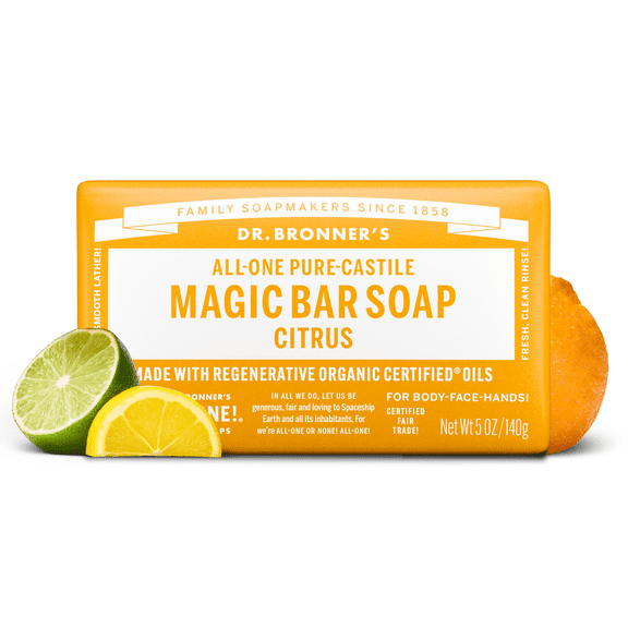 Dr.Bronner's Magic Bar Soap, Citrus, Pure-Castile Soap, 5 oz