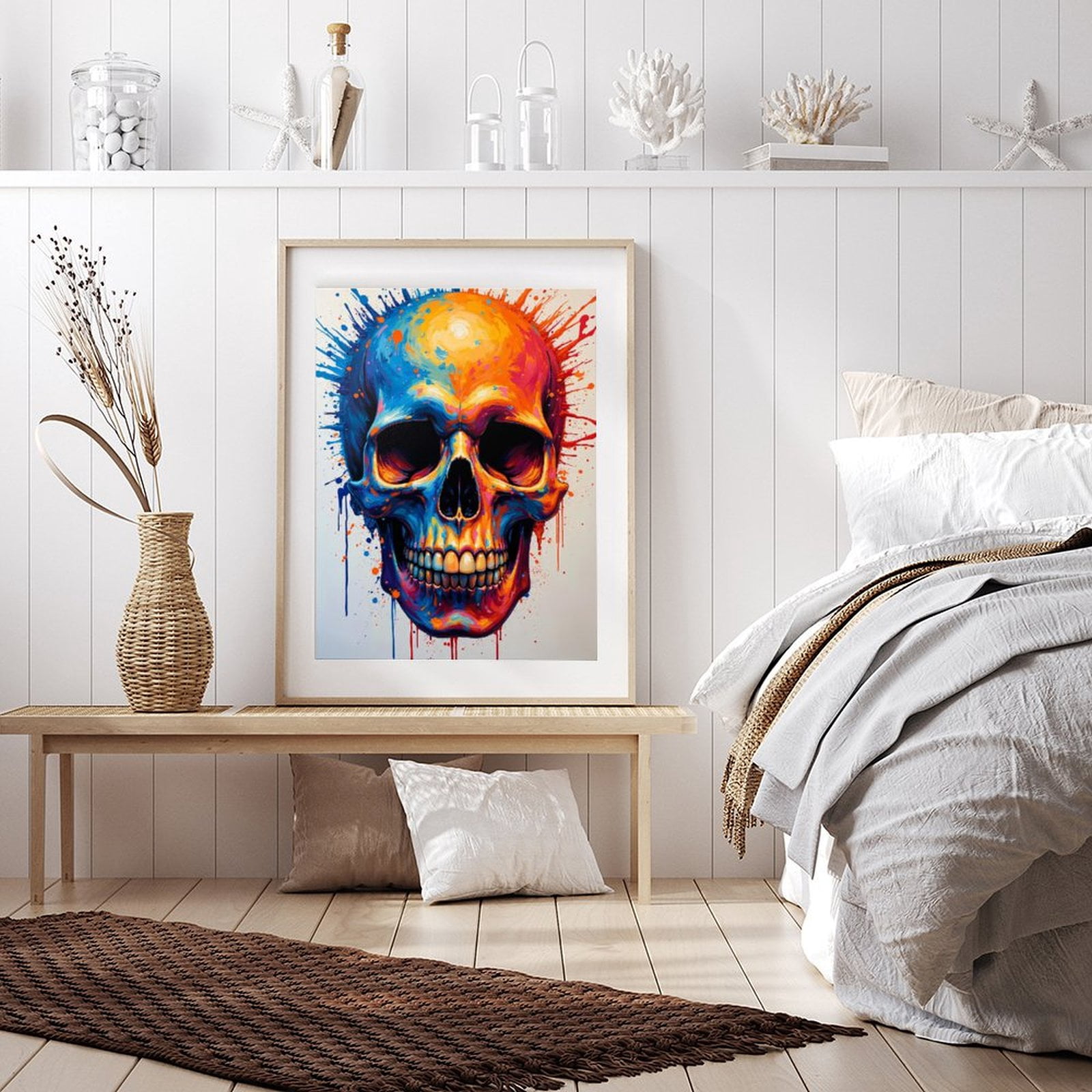 Diamond Art Kit for Adults, Colorful Skull Art Splatter Canvas Diamond Painting for Adults Beginners, 5D DIY Diamond Art Painting Kits, Colorful Diamond Painting Craft for Home Decor 12x16