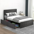 thumbnail image 6 of Platform Bed Frame with Headboard & 4 Storage Drawers, Button Upholstered Wood Bed Frame, Full Size, 6 of 7