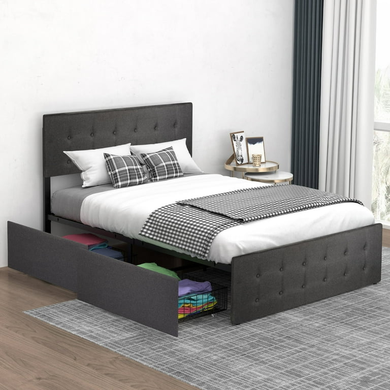 Amazon.com: Kiivakii Full Size Bed Frame with Headboard, LED