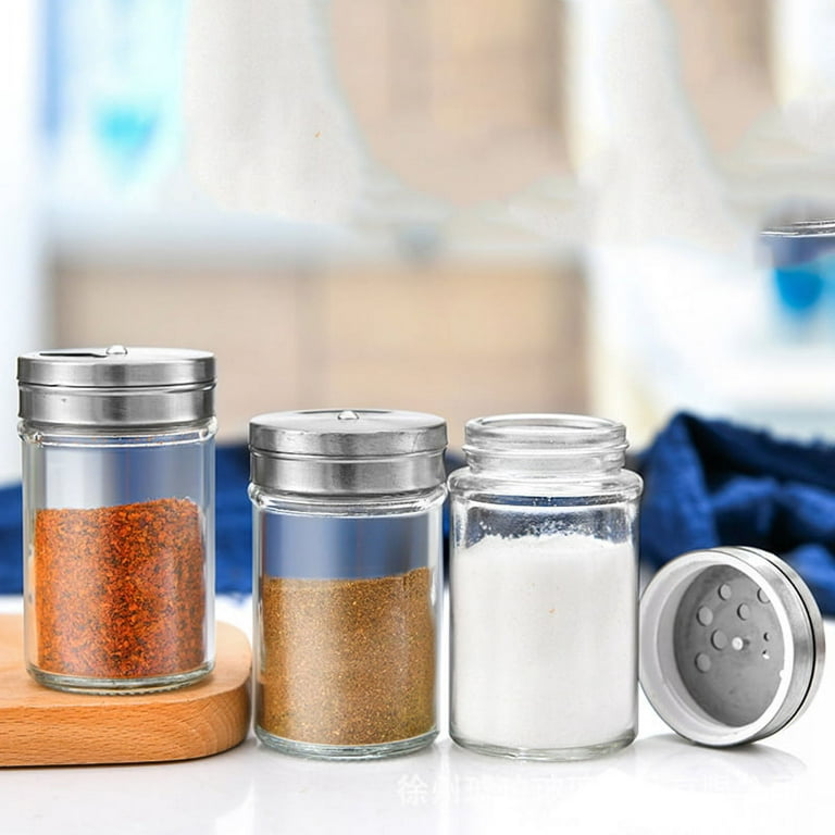 Adjustable Seasoning Shaker Glass Spice Jars 100ml Stainless Steel