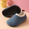 thumbnail image 5 of Miluxas Kids Winter Indoor Fleece Household Shoes Toddler Boys Girls House Anti Slip Slippers Warm Socks Shoes for Baby Blue 26, 5 of 6