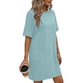 thumbnail image 4 of Gamivast Summer Dresses for Women Short Sleeve Round Neck Polka Dot Shift Dress Loose Fit Pockets Tunic Dress Casual Daily Holiday Beach Trip, 4 of 6