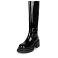 thumbnail image 2 of Jeffrey Cambell Bestride Black LeatherKnee-High Lug Sole Chunky Chunky Moto Boot (9.5, Black), 2 of 4