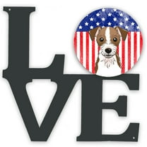 Carolines Treasures BB2132WALV American Flag and Jack Russell Terrier Metal Wall Artwork LOVE 12X12 multicolor