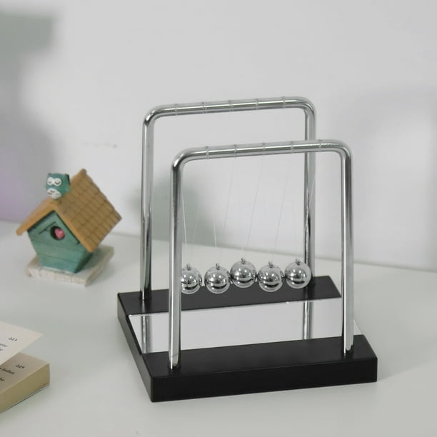 Qiilu Newton's Cradle Steel Balls Physics Science Pendulum Ornaments Toy Desk,Balls Toy