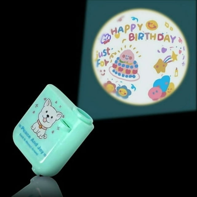 Shengyu Happy Birthday Projector Photography DIY Projection Lamp Battery Powered Indoor Atmosphere Light Family Friend Children Gift Type 3 Round