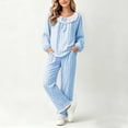 thumbnail image 7 of CYRBOKO Loungewear Sets for Girls, Cotton 2 Pieces Elastic Waist Long Sleeve Sleepwear Sets Blue Size 10-11 T, 7 of 7