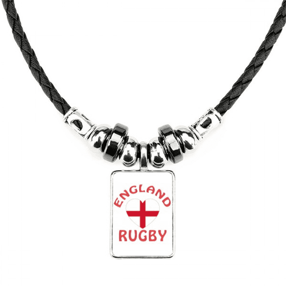 Collier Mode Art Déco Rugby Course Pendentif en Corde de Cuir