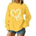 thumbnail image 1 of SOMOWI Chandails de la Saint-Valentin pour Femmes Sans Capuche Col Rond Manches Longues Décontracté Chandail Doux Tricoté Jaune Graphique Automne Hauts 2TG, 1 of 4