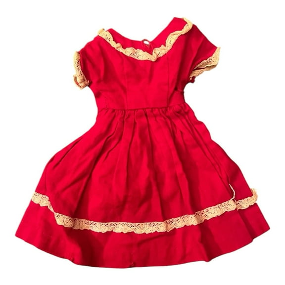 Doll Red Cotton Long Country Dress