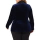 thumbnail image 3 of Blazer de terciopelo para mujer de tallas grandes Agnes Orinda, vintage, con brillo de noche, botones de contraste y solapas con muesca, azul marino 4X, 3 of 6
