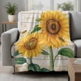 thumbnail image 2 of Sunflower Blanket Soft Cozy Warm Twin Blanket for Bed, Plush Fuzzy Flannel Fleece Blankets for Sofa, Yellow Summer Flowers Bee Botanical Wooden Throw Blankets for Couch, Gifts for Men, 60"x80", 2 of 9