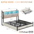 thumbnail image 3 of VanAcc King Bed Frame with 2-Tier Storage Headboard, 4 Storage Drawers and Charging Station, White, 3 of 9