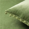 thumbnail image 2 of Phantoscope Velvet Series Pom Pom Square Decorative Throw Pillow, 20" x 20", Green, 1 Pack, 2 of 7