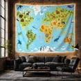 thumbnail image 6 of World Map Animals Across Continents and Oceans, Playful Illustration for Kids, Educational Wall Art, Back to School Gift, Tapestry Wall Hanging for Classroom and Playroom, 6 of 7