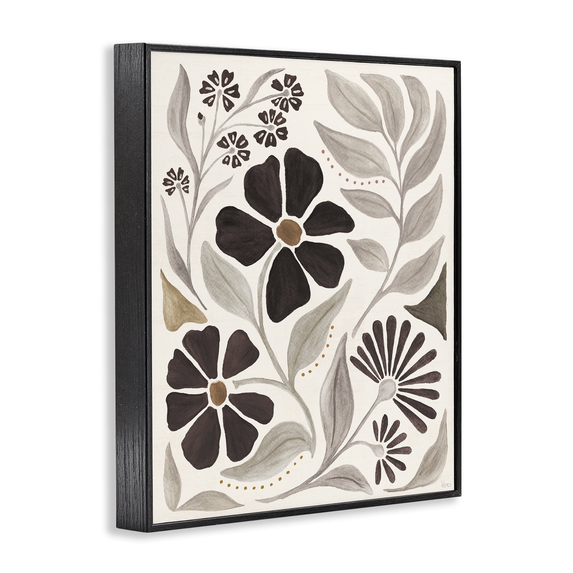 Stupell Industries Curving Boho Plants Botanical & Floral Painting Black Framed Art Print Wall Art, 16 x 20