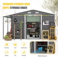 thumbnail image 3 of 10x12 FT Outdoor Storage Shed with Sliding Doors, Extra Large Metal Shed with Open Firewood Bay, Outside Steel Tiny House for Garden, Backyard, Patio Utility, Tool Storage, Dark Gray, 3 of 9