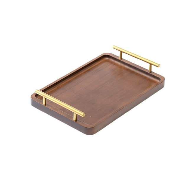 Elegant Solid Wood Serving Tray with Handle for Home Kitchen Dining Coffee Table and Party Entertaining