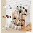 thumbnail image 5 of Makeup Organizer Translucent Large Capacity Cosmetics Organizer Countertop Storage Box for Vanity Easy Visibility Dustproof with Drawers (Black), 5 of 8