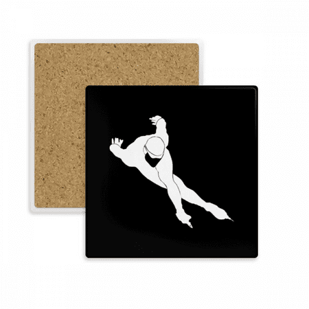 

Black Skating Winter Sport Outline Square Coaster Cup Mat Mug Subplate Holder Insulation Stone