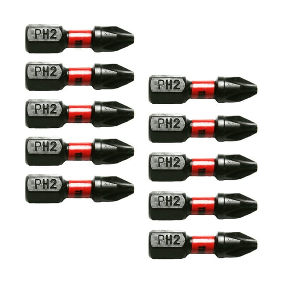 TMAX 50 pc PH2 Phillips #2 Black High Torque Impact Screwdriver Insert Bits Set S2 Steel Torsion Resistant, 1 Inch Long, 1/4 Inch Hex Shank with Quick Release Slot