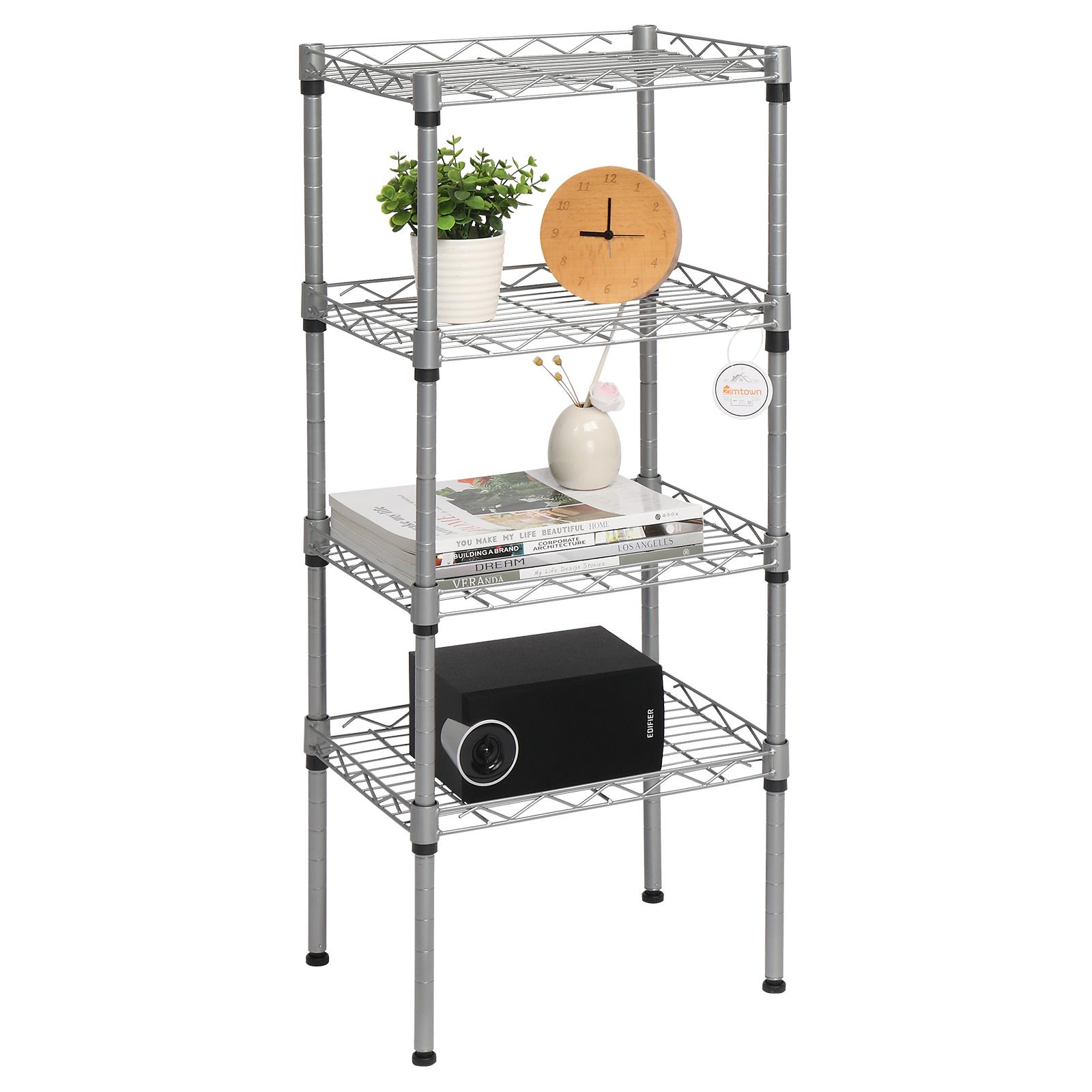 Zimtown Adjustable 4Shelf Wire Shelving Storage for Kitchen Bathroom Living Room, 14"D x 10"W x