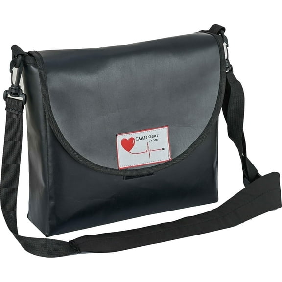 LVAD Messenger Bag – Durable Black Vinyl Shoulder Bag for Comfort & Style