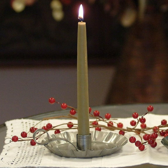Sunshine Candlewords Holiday Bayberry 9 inch Olive Green Taper Candle Set of 2