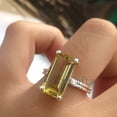 thumbnail image 2 of Lemon Quartz Ring: 925 Sterling Silver Baguette Cocktail Ring, 2 of 9