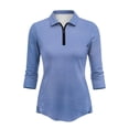 thumbnail image 2 of Uorisanigo Blue Athletic Polo Workout Tops for Women Size S Fashionable Zipper Neck Quick Dry Athletic Polo Shirts Stylish 3/4 Roll Sleeve Outing Wear Pullover for Workout Sports, 2 of 7