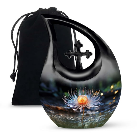 JAGSHASHI Lilly Flower Human Cremation Urn - Cremation Ashes Urn - Burial Urn For Ashes - Funeral Cremation Urns - 10 Inch With Velvet Bag - Urns Cremation - Urns For Human Ashes Adult Man