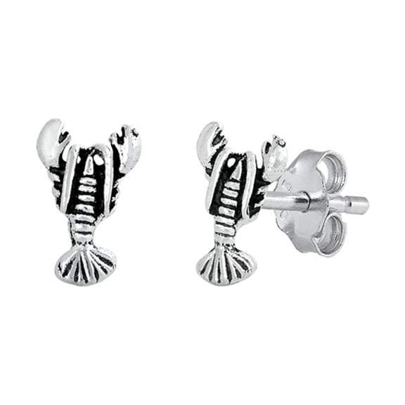 Sterling Silver Beach Lobster Crawfish Crustacean Animal Ocean Earrings 925 New Jewelry Female
