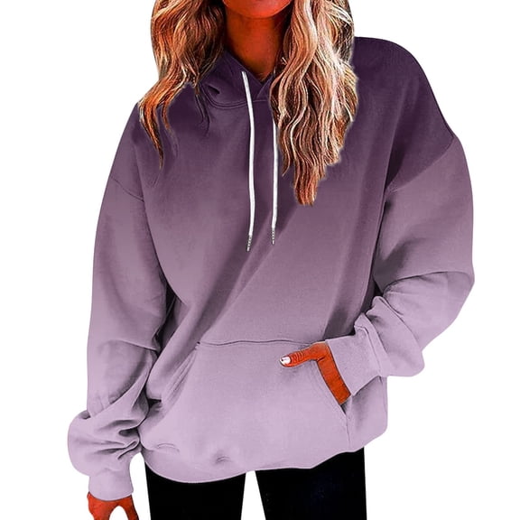 jtjvou Fashion Ombre Tie Dye Hoodies for Teen Girls, Womens Casual Long Sleeve Hooded Pullover Gradient Baggy Sweatshirts,Purple,XXXXXL