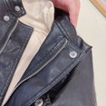 thumbnail image 6 of Gealkoca Girl's Long Sleeve PU Leather Jacket Children's Solid Color Solid Color Zipper Leather Jacket Fall Casual Outdoor Jacket 1-10 Years, 6 of 7
