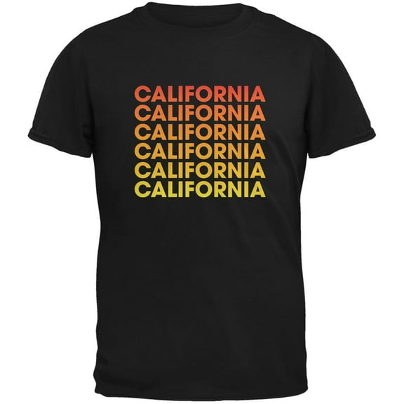 California Repeating Gradient Black Adult T-Shirt - Medium