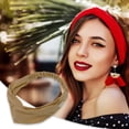 thumbnail image 2 of Unique Bargains Button Stripe Elastic Headwrap 1 Pc Khaki, 2 of 6
