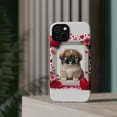 thumbnail image 4 of DistinctInk MagSafe Tough Case for Apple iPhone 15 (6.1" Screen) - Valentine's Day Pekingese Puppy - Tempered Glass Back, 4 of 6