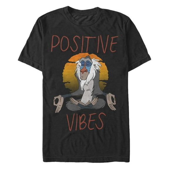 Men's Lion King Rafiki Positive Vibes Meditation  Graphic Tee Black Large